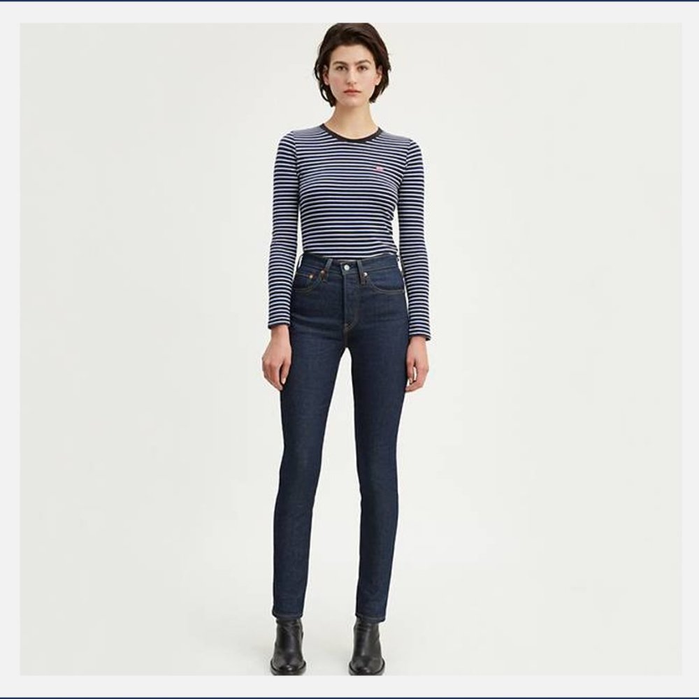 NWY $98.00 LEVI'S PREMIUM 501 SKINNY JEANS - HORIZONS DARK WASH - 27" X 28"